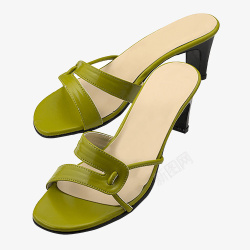 夏季女高跟鞋绿色女鞋高清图片