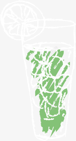 绿色手绘杯子矢量图素材