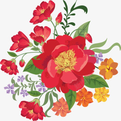 手绘水彩红色花卉素材