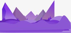 紫色手绘山峰素材