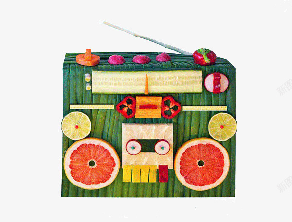 创意蔬菜水果收音机平面png免抠素材_新图网 https://ixintu.com 创意 收音机 水果 艺术 蔬菜 设计