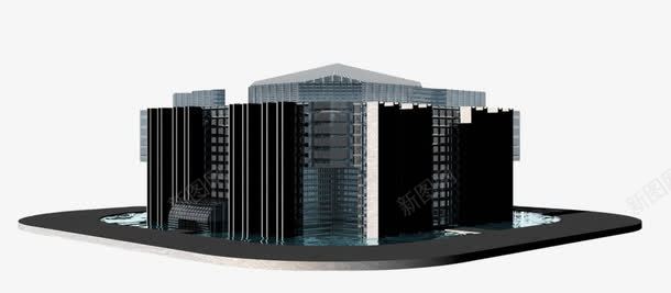 现代办公楼png免抠素材_新图网 https://ixintu.com 建筑素材 现代风格 黑色