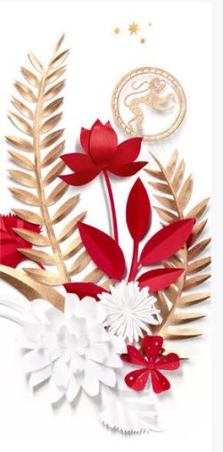 红色花朵折花艺术素材