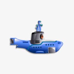 蓝色卡通潜水艇素材