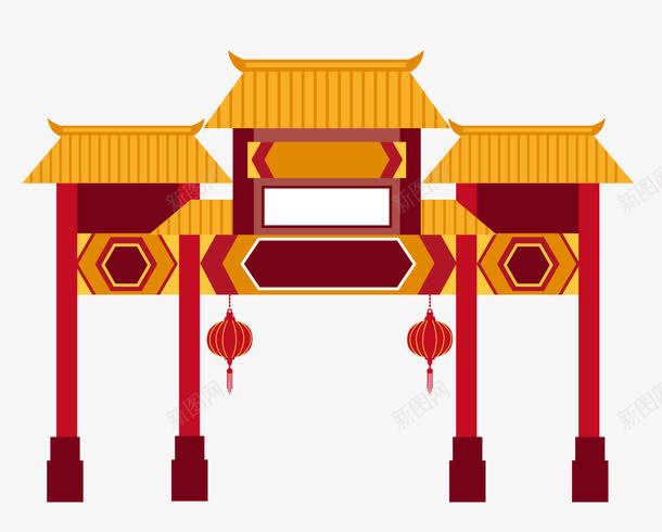 中国式建筑png免抠素材_新图网 https://ixintu.com 中国风 古建 建筑 灯笼