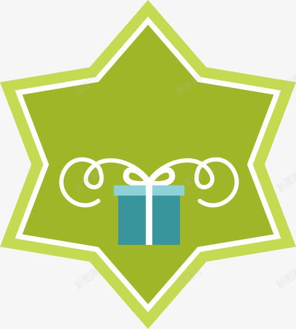绿色六角星节日促销标签png免抠素材_新图网 https://ixintu.com 促销 促销标签 六角星 圣诞促销 矢量png 绿色六角星