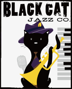 黑色小猫海报矢量图素材