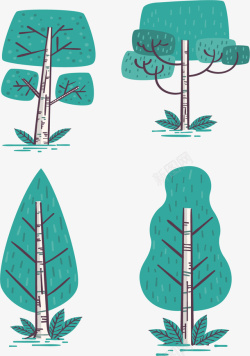 不同形态的大树矢量图素材