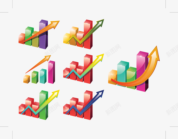 数据递增矢量图ai免抠素材_新图网 https://ixintu.com 图表 彩色 立体 箭头 递增 矢量图