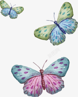 手绘三只蝴蝶矢量图素材