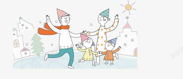 卡通一家人png免抠素材_新图网 https://ixintu.com 一家人 冬季 卡通