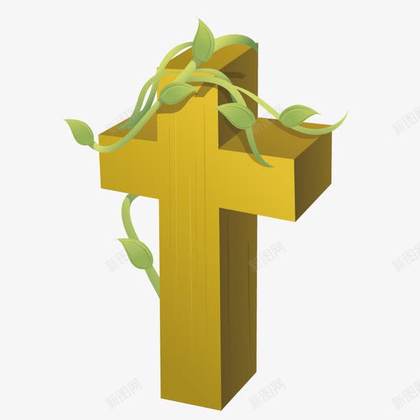 带着草的十字架png免抠素材_新图网 https://ixintu.com 十字架 手绘 拟物化 祈祷