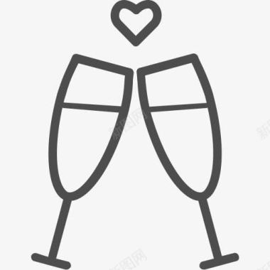 酒香槟玻璃吐司面包情人节情人节图标图标