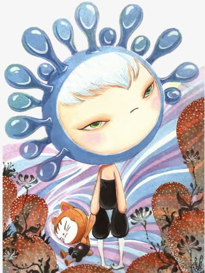 插画png免抠素材_新图网 https://ixintu.com 人脸 可爱 女孩 彩色 插画 装饰
