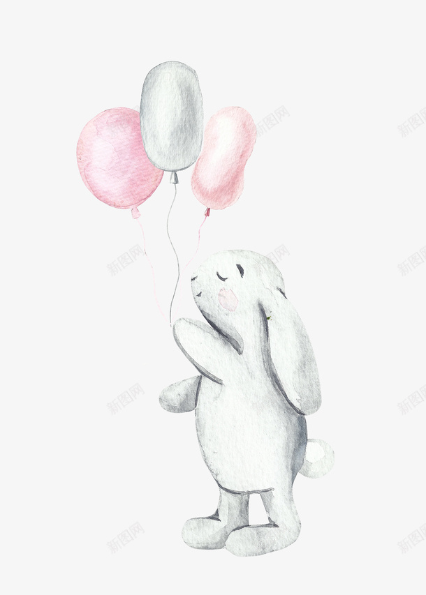 拿气球的兔子png免抠素材_新图网 https://ixintu.com png 兔子 气球 白色 素材