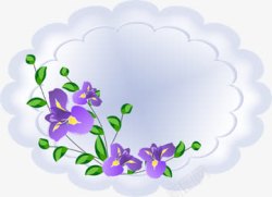 云朵紫花装饰板素材
