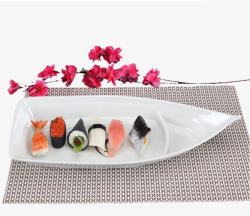寿司盘子和梅花素材