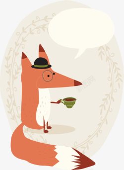 狐狸喝茶忧伤的狐狸高清图片