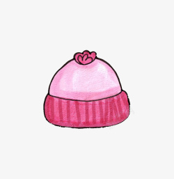 粉色手绘水彩冬季帽子素材