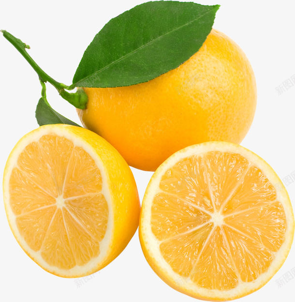 切开的新鲜大柠檬png免抠素材_新图网 https://ixintu.com 切片 夏天 带叶 新鲜的水果 柠檬 清凉