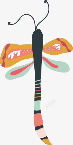 扁平卡通蜻蜓装饰图案素材