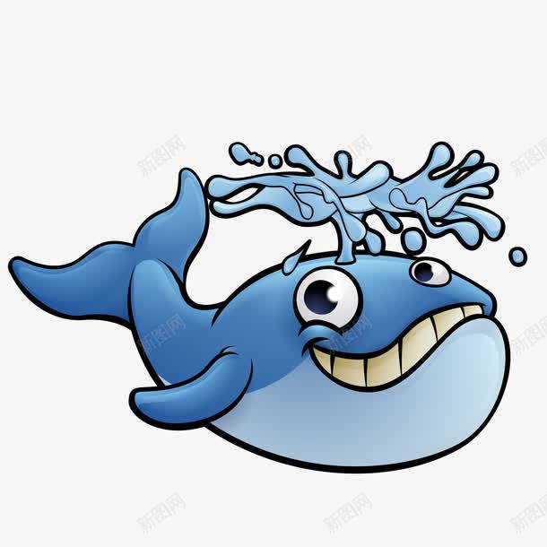 卡通海洋动物鲸鱼png免抠素材_新图网 https://ixintu.com 动物设计 卡通 手绘 海洋动物 蓝色 鲸鱼