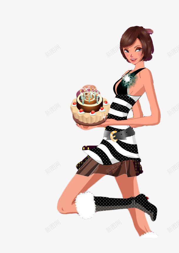 端着蛋糕的女孩png免抠素材_新图网 https://ixintu.com 女孩 庆贺 蛋糕 装饰