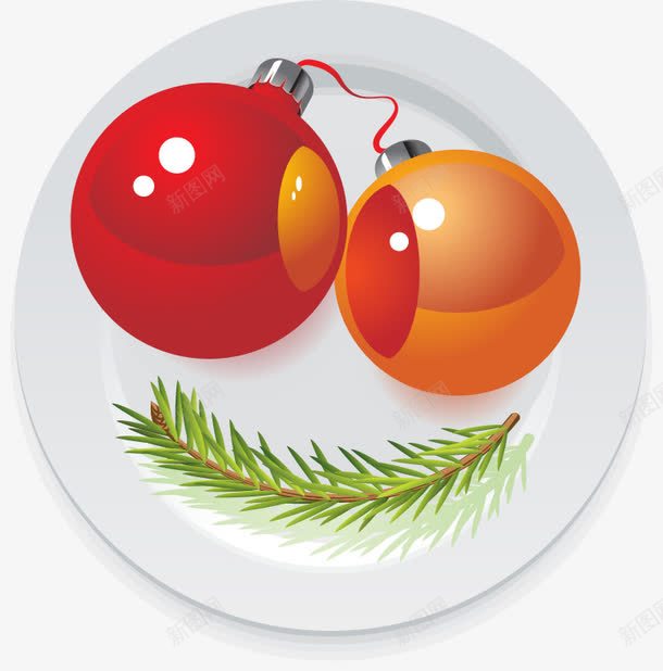 手绘盘子里的装饰球png免抠素材_新图网 https://ixintu.com 圣诞节 手绘 盘子 装饰球