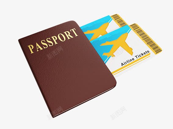 飞机票旅游护照png免抠素材_新图网 https://ixintu.com 出国 护照 旅游 飞机票