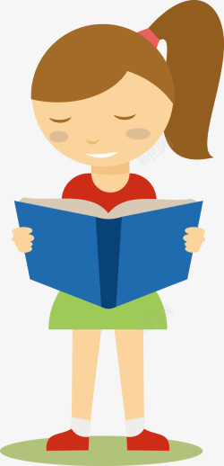 一个正在看书阅读的女孩矢量图素材