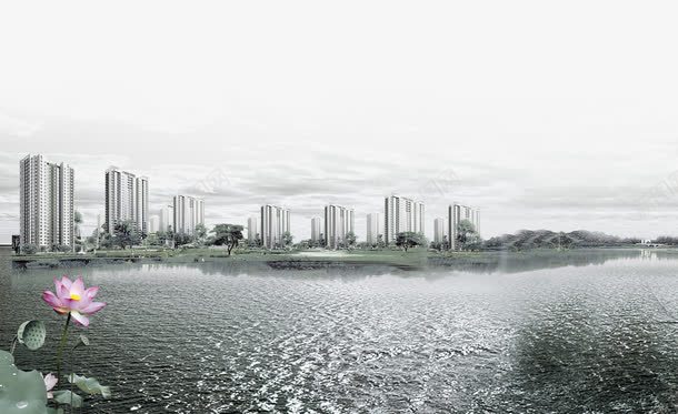 城市建筑png免抠素材_新图网 https://ixintu.com 建筑 彩色 海报 湖面 装饰