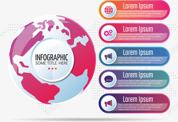 粉色地球信息图表矢量图ai免抠素材_新图网 https://ixintu.com ppt图表 信息图表 商务图表 渐变色 矢量png 粉色地图 矢量图