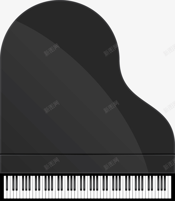 黑色简约钢琴矢量图ai免抠素材_新图网 https://ixintu.com 可爱 简约 钢琴 矢量图