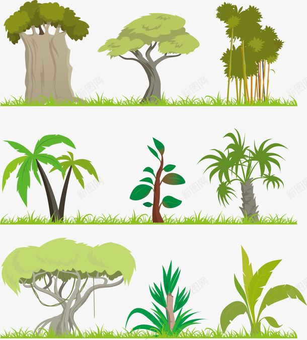 植物绿色植物卡通手绘矢量图ai免抠素材_新图网 https://ixintu.com 卡通手绘 植物 绿色植物 矢量图