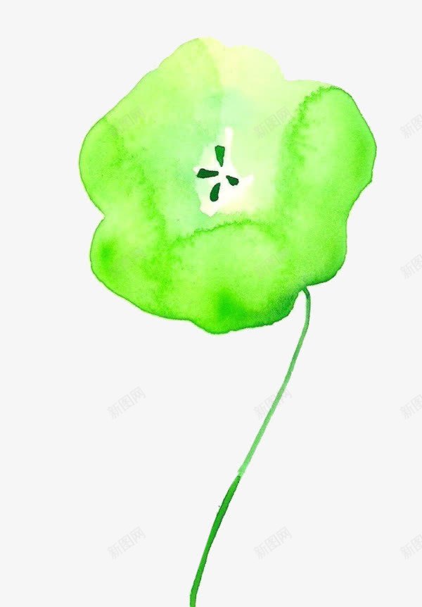 手绘一朵绿色的花png免抠素材_新图网 https://ixintu.com 一朵 手绘 水彩 绿色 花