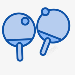 卡通蓝色线条体育运动乒乓球素材