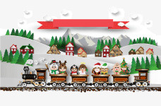 圣诞特快列车创意圣诞列车剪贴贺卡矢量图高清图片