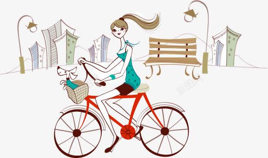 城市上班族png免抠素材_新图网 https://ixintu.com 单车 城市 女孩 运动