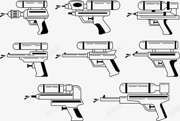 线条素描水枪喷洒器png免抠素材_新图网 https://ixintu.com 创意 水枪 素描 线条 黑白