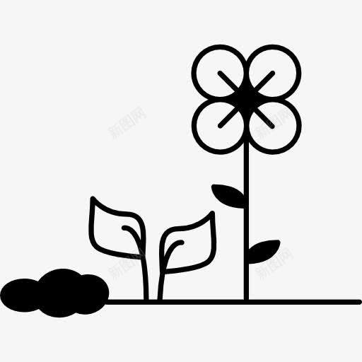Flowers和植物对土壤图标png_新图网 https://ixintu.com 叶子 植物 自然 花卉