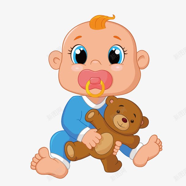 抱玩具熊的婴儿png免抠素材_新图网 https://ixintu.com 可爱 幼儿 玩具