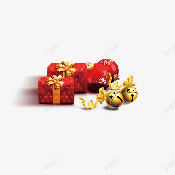 红色礼盒圣诞球png免抠素材_新图网 https://ixintu.com 圣诞球 圣诞节素材 红色礼盒