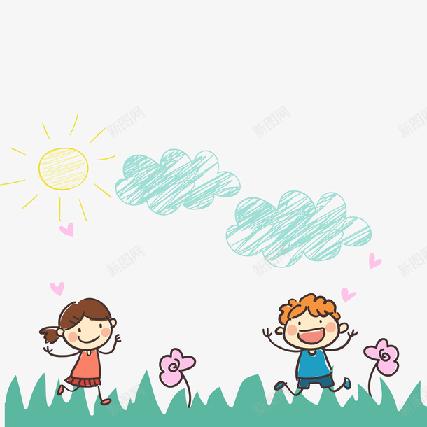 玩耍的儿童人物矢量图ai免抠素材_新图网 https://ixintu.com 人物设计 儿童生活节 儿童设计 卡通 彩色 手绘 玩耍 矢量图