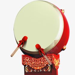 中国红鼓与鼓槌素材