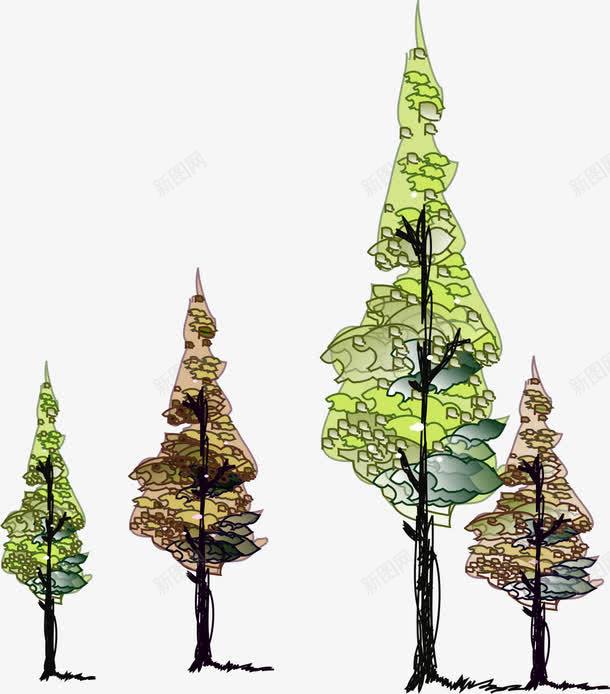 抽象树林png免抠素材_新图网 https://ixintu.com AI 卡通 手绘 抽象 树木 树林