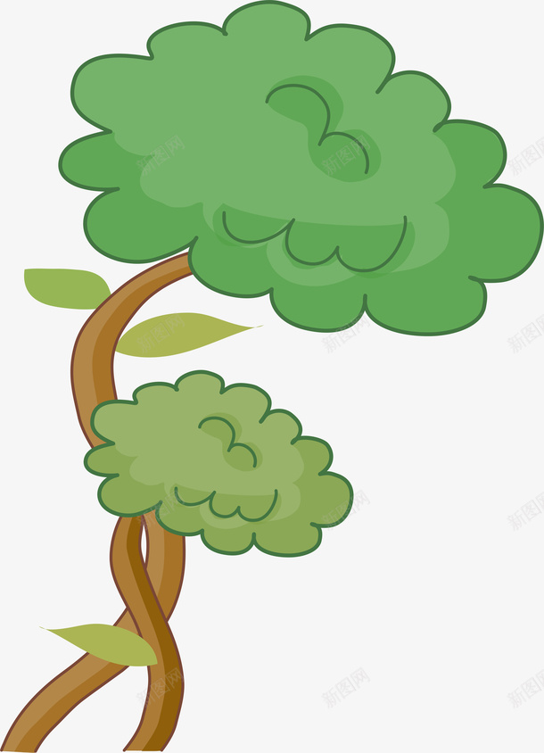 绿色植物插画png免抠素材_新图网 https://ixintu.com 儿童 卡通手绘 插画 树木 植物 矢量图案 绿色