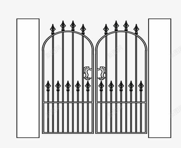 简约大气铁艺门png免抠素材_新图网 https://ixintu.com 卡通图案 铁艺门 铁门 铁门花纹 黑色