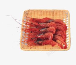 黄色筐中的红虾素材
