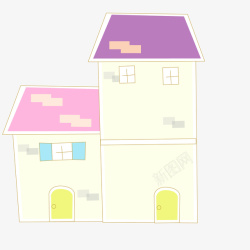 可爱卡通手绘房子矢量图素材