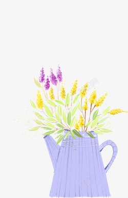 手绘紫色植物彩色素材